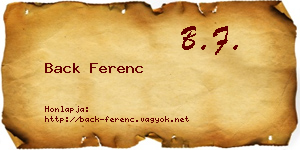 Back Ferenc névjegykártya